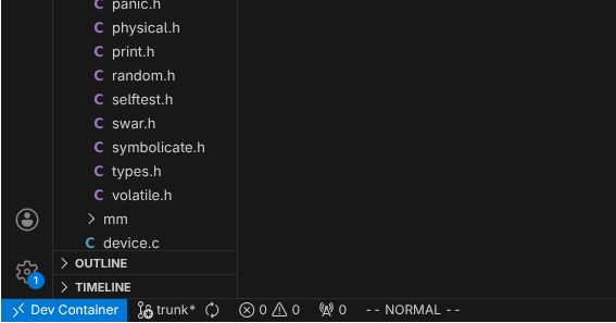 Dev Container VS Code button